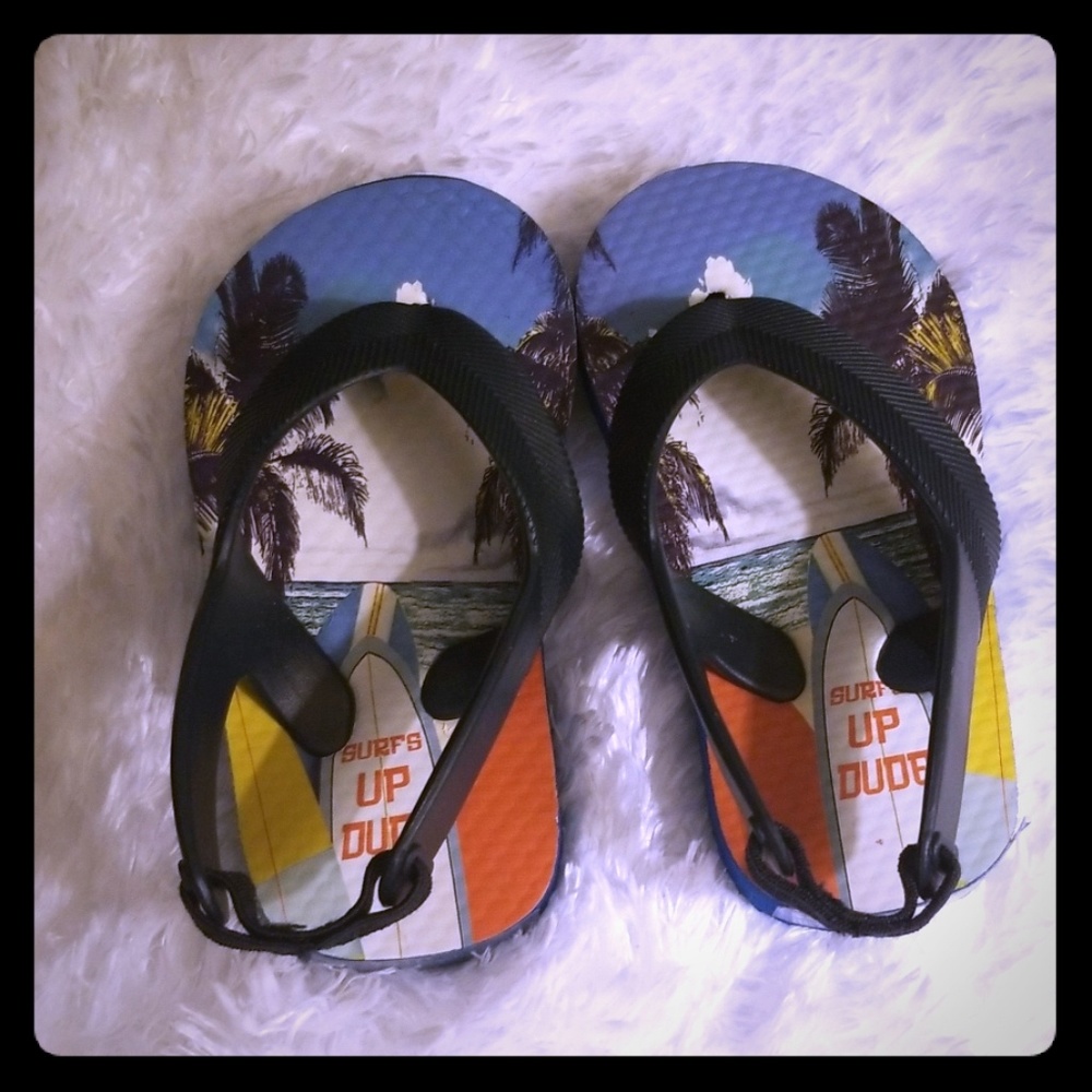 "Surfs up Dude" cute baby sandals size 3-4